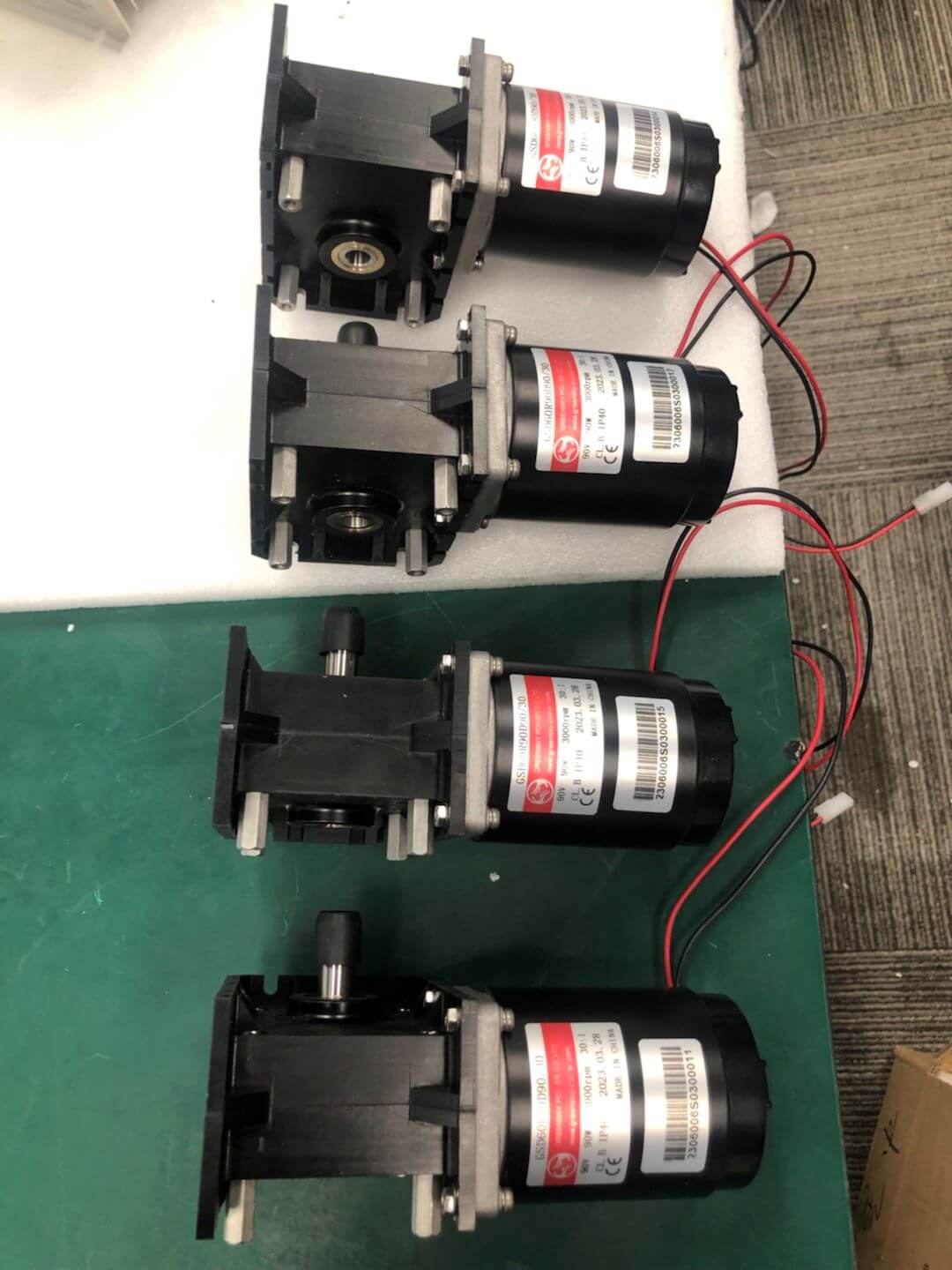 Sample DC worm gear reduction motor for fire curtain applications