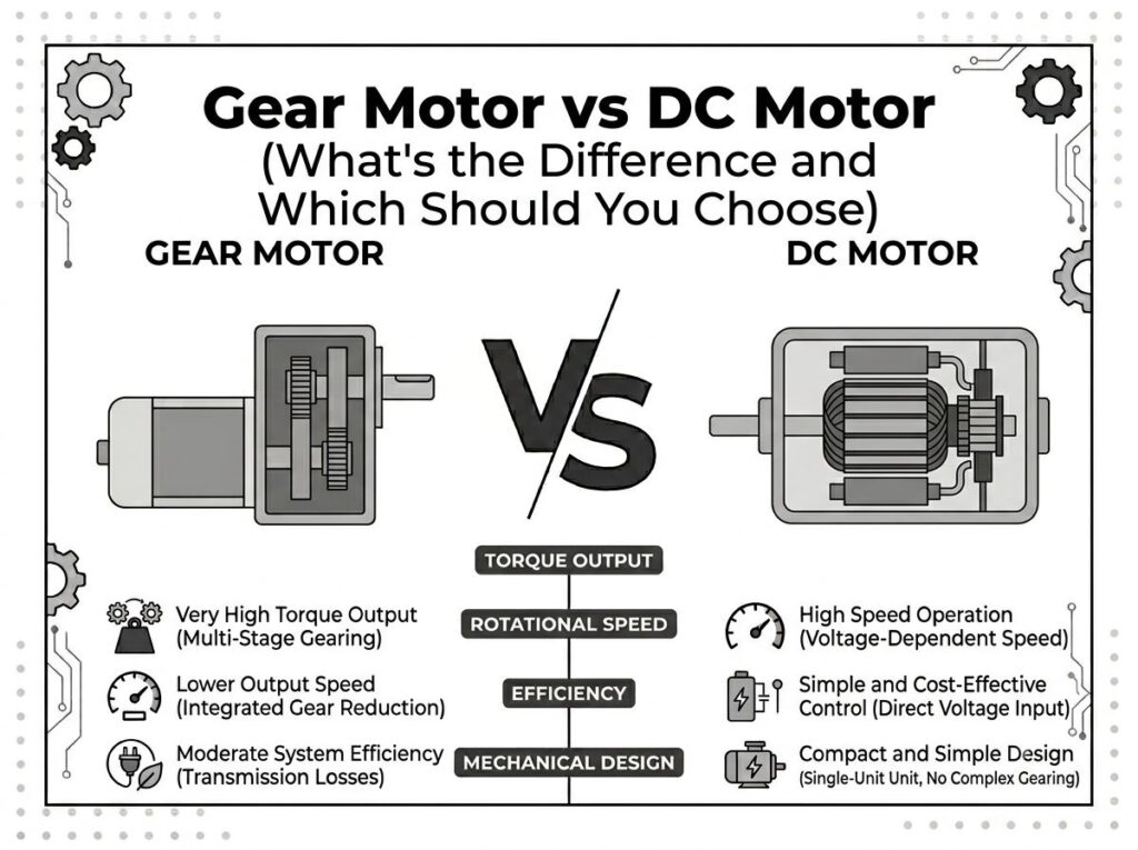 Gear Motor vs DC Motor( What's the Difference and Which Should You Choose)