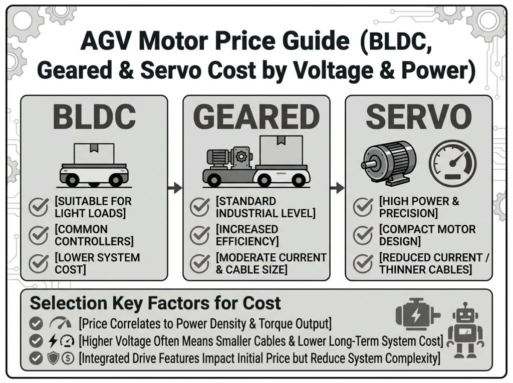 AGV Motor Price Guide( BLDC, Geared & Servo Cost by Voltage & Power)