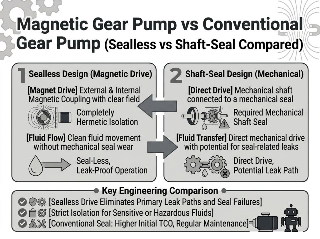 Magnetic Gear Pump vs Conventional Gear Pump(Sealless vs Shaft-Seal Compared)